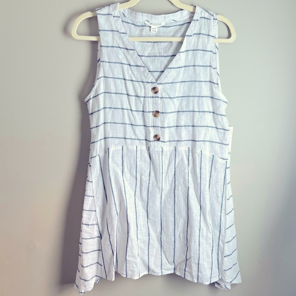 Linen & blue beach coverup